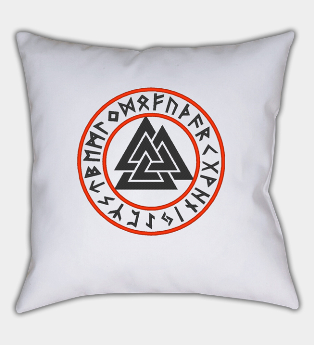 Vyšívaný poťah na vankúš s runovým Valknut